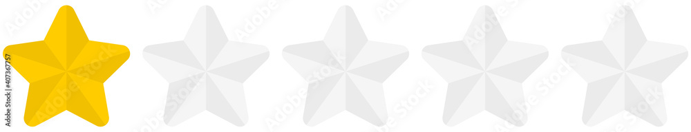 Flat golden rounded 1 star rating symbol isolated on a white background. Vector illustration.