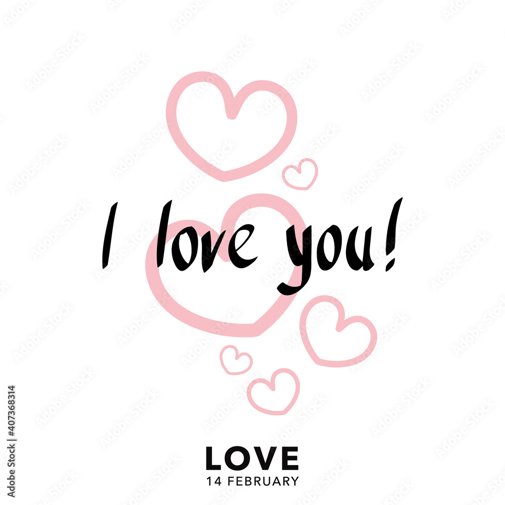 I love you hand writing with heart isolated on white background in valentines day