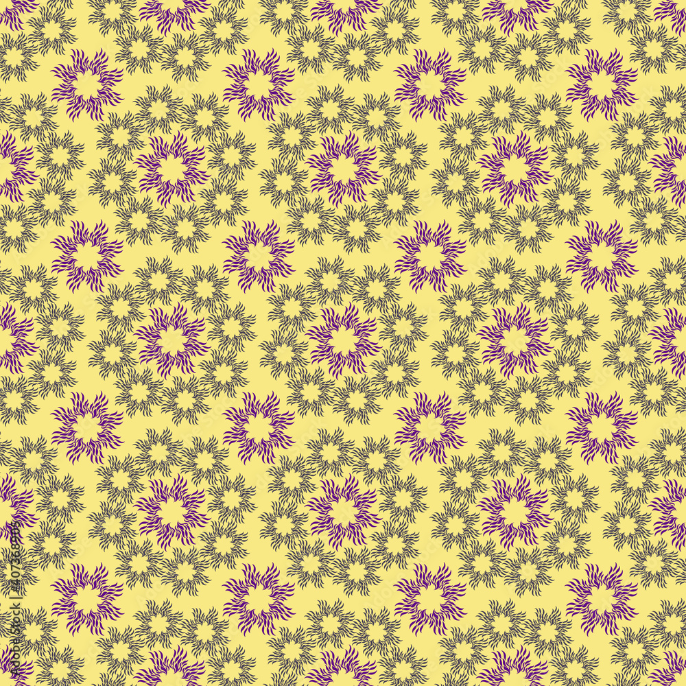 Seamless Pattern from flowers with fiery rays. Modern stylish texture. For print, Textile, wrapping, wallpaper, website, Banner. Simple digital Seamless Pattern from flowers with fiery rays. Modern stylish texture. For print, Textile, wrapping, wallpaper, website, Banner. Simple digital