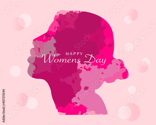 Women's Day Poster With Girl Face and Abstract Color Vector