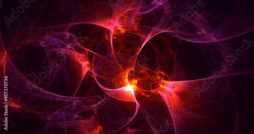 3D rendering abstract multicolor fractal light background