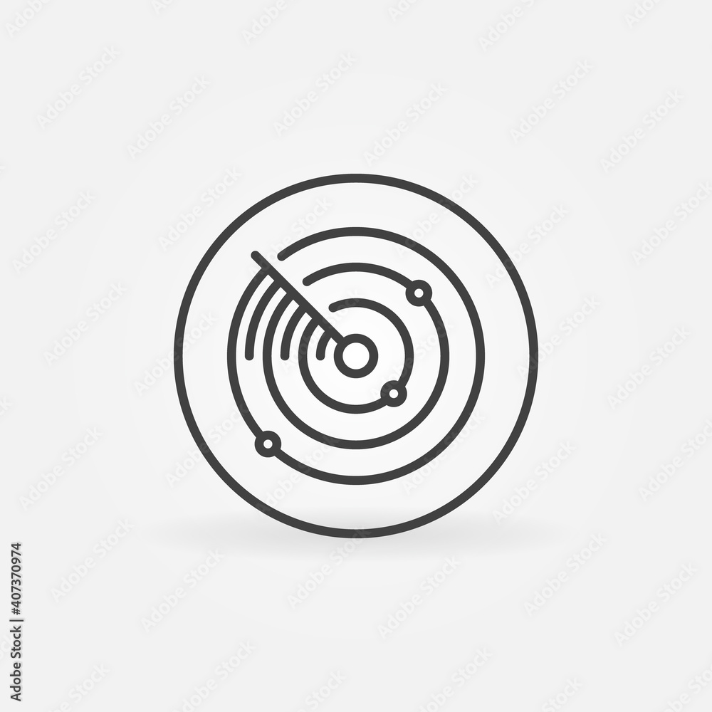 Radio Waves Detection System line icon. Radar vector round concept sign in outline style Radio Waves Detection System line icon. Radar vector round concept sign in outline style