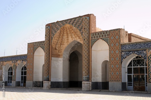 
Melik Mosque was built in the 11th century during the Great Seljuk period. The tile and brick decorations in the mosque are striking. Kerman, Iran.