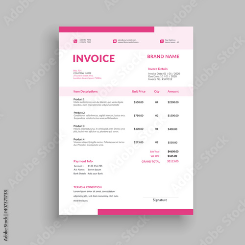 modern business invoice template vector format