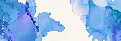 Alcohol ink vector texture banner. Fluid ink abstract background.