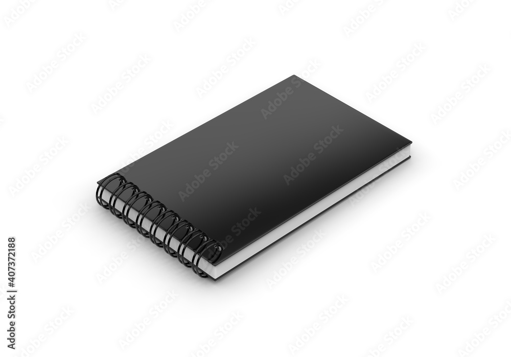 Blank notebook mock up for design and advertising. Sketchpad with spring and free copy space template on isolated white background, 3d illustration Blank notebook mock up for design and advertising. Sketchpad with spring and free copy space template on isolated white background, 3d illustration