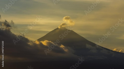 sunset time lapse in popocatepetl volcano , active volcano in puebla mexico photo
