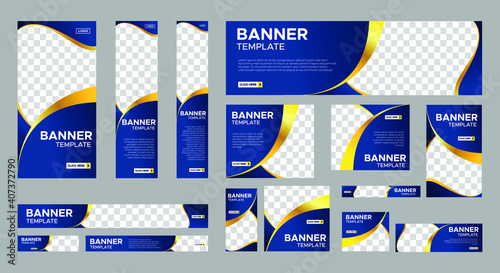 Abstract banner design web template Set, Horizontal header web banner. Modern Gradient Blue cover header background for website design, Social Media Cover ads banner, flyer, invitation card