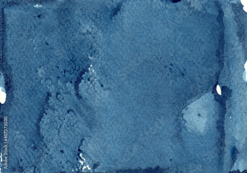 Russian Blue abstract watercolor hand painted background