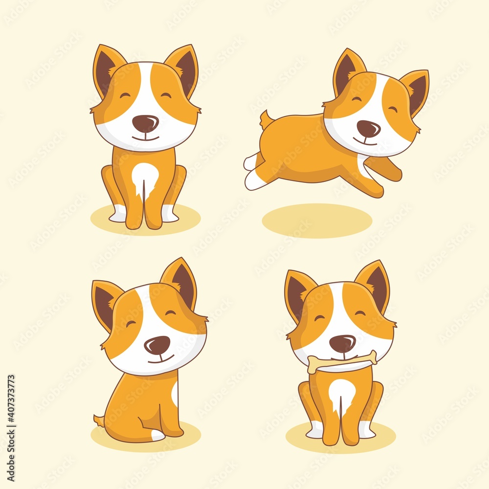 Cute Dog Cartoon Illustration Set Collections