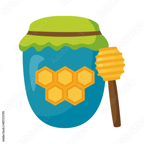 honey jar with stick vector design