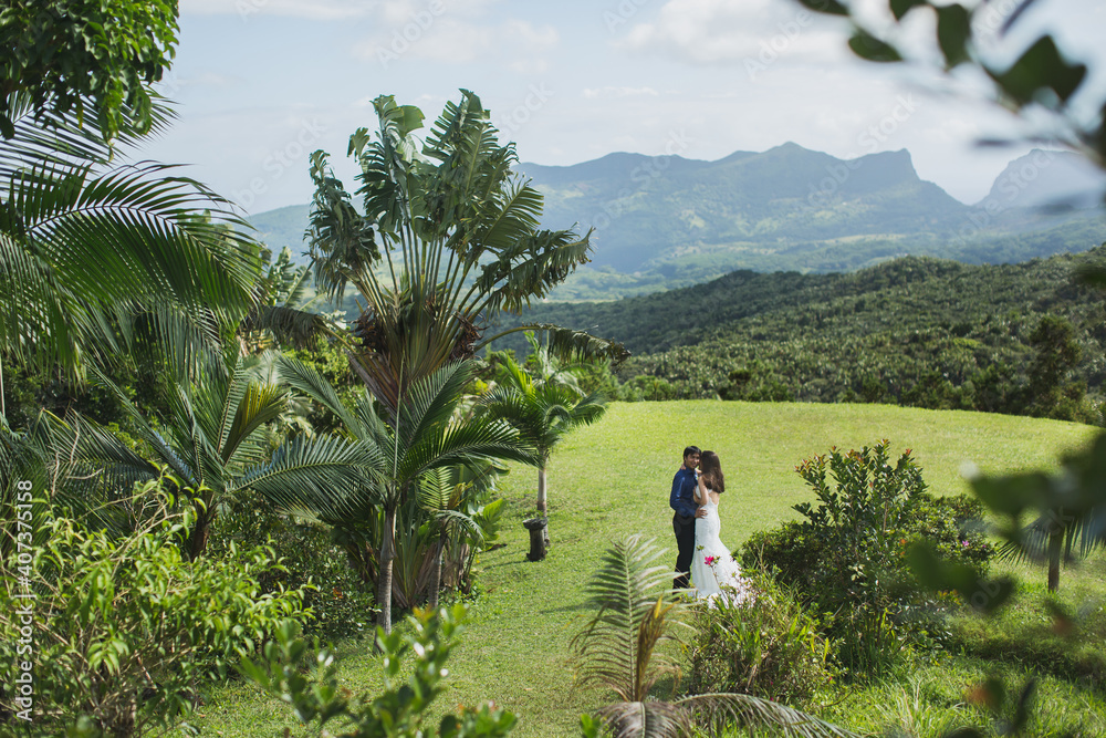 Beautiful wedding in the mountains of a tropical island Beautiful wedding in the mountains of a tropical island