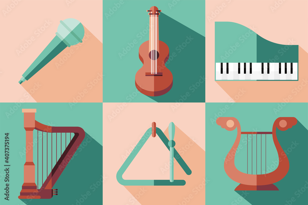 Obraz premium music instruments symbol set vector design