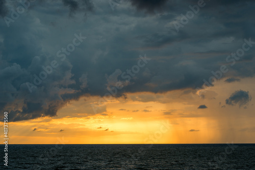 Beautiful orange sunset on the sea landscape