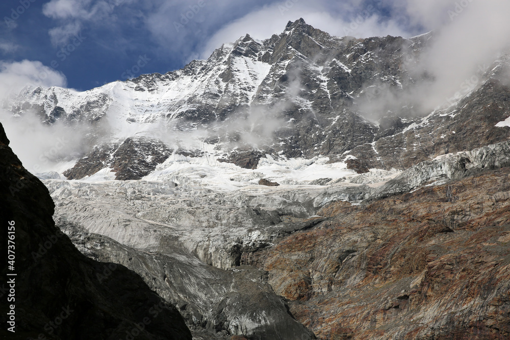 Fee Glacier in Swiss Alps. Switzerland. Europe
