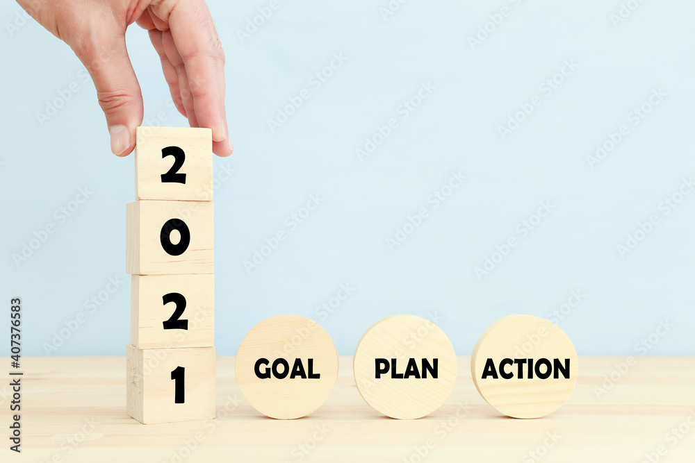 2021 concept. cubes on wooden table 2021 concept. cubes on wooden table