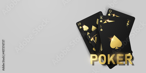 Playing card. Winning poker hand casino chips flying realistic tokens for gambling, cash for roulette or poker,