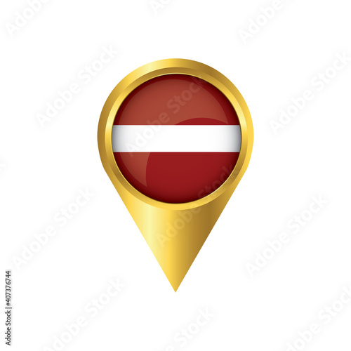 Flag of Latvia.symbol check in Latvia, golden map pointer with the national flag of Latvia in the button. vector illustration. Free Download Flag of Latvia.symbol check in Latvia, golden map pointer with the national flag of Latvia in the button. vector illustration. - GFXLoad