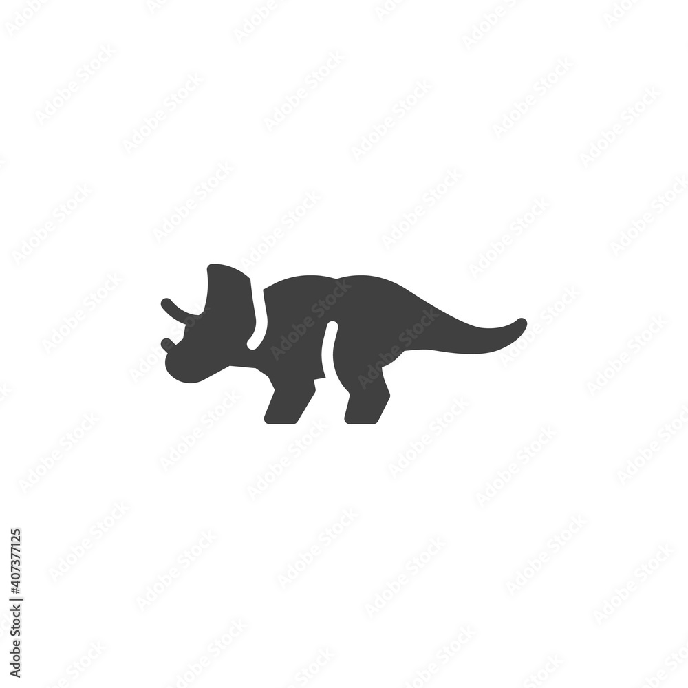 Triceratops dinosaur vector icon. filled flat sign for mobile concept and web design. Triceratops glyph icon. Symbol, logo illustration. Vector graphics