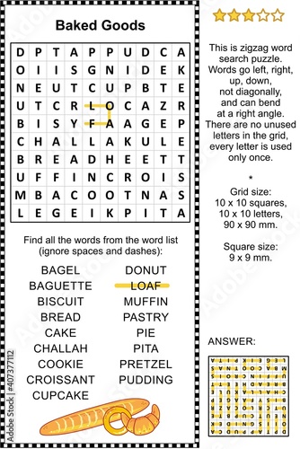 Baked goods word search puzzle
