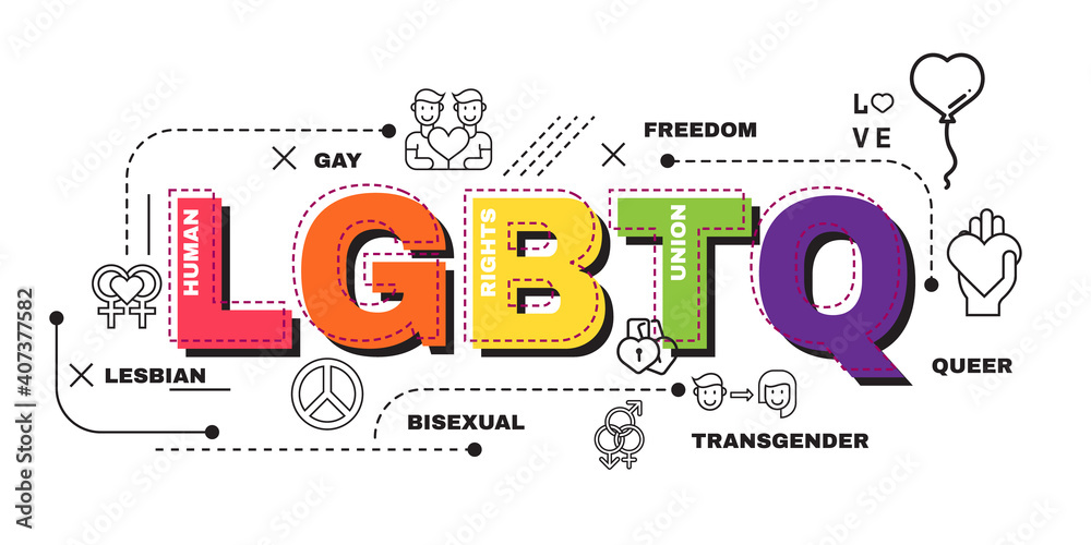 Design Concept Of Word LGBTQ Website Banner.