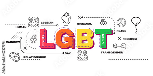 Design Concept Of Word LGBT Website Banner.