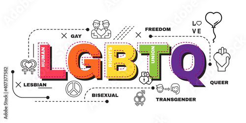 Design Concept Of Word LGBTQ Website Banner.