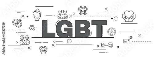 Design Concept Of Word LGBT Website Banner.