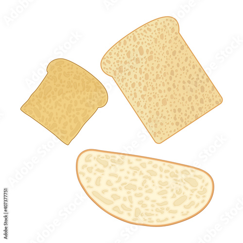 Wholegrain Bread Slices as Breakfast Ingredients Vector Illustration