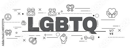Design Concept Of Word LGBTQ Website Banner.