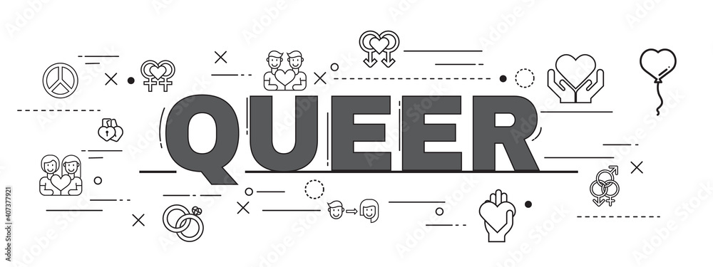 Design Concept Of Word QUEER Website Banner