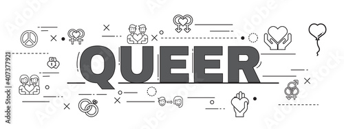 Design Concept Of Word QUEER Website Banner