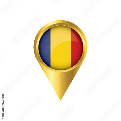 Free Download Flag of Romania.symbol check in Romania, golden map pointer with the national flag of Romania in the button. vector illustration. - GFXLoad