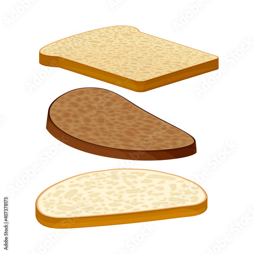 Wholegrain Bread Slices as Breakfast Ingredients Vector Illustration