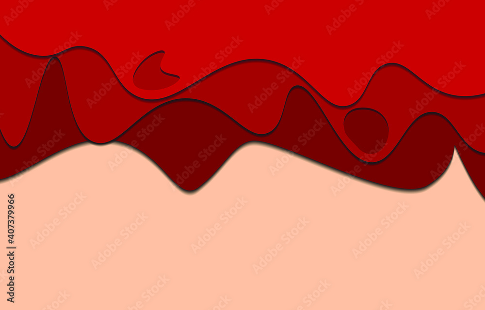Vector background 3D abstract with paper cut shapes, Red of sea wave abstract paper art style Vector background 3D abstract with paper cut shapes, Red of sea wave abstract paper art style
