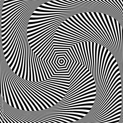 Whirl twisting rotation movement illusion. Abstract op art design.
