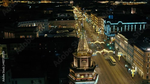 St. Petersburg at night illumination for christmas