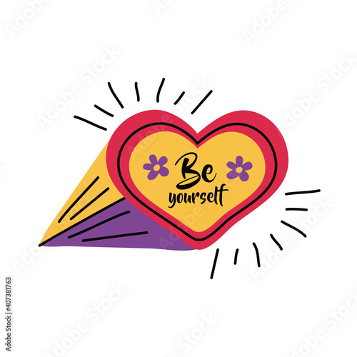 Girl power be yourself heart vector design