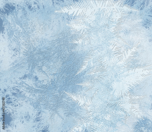 Beautiful frost pattern, illustration. Winter cold weather