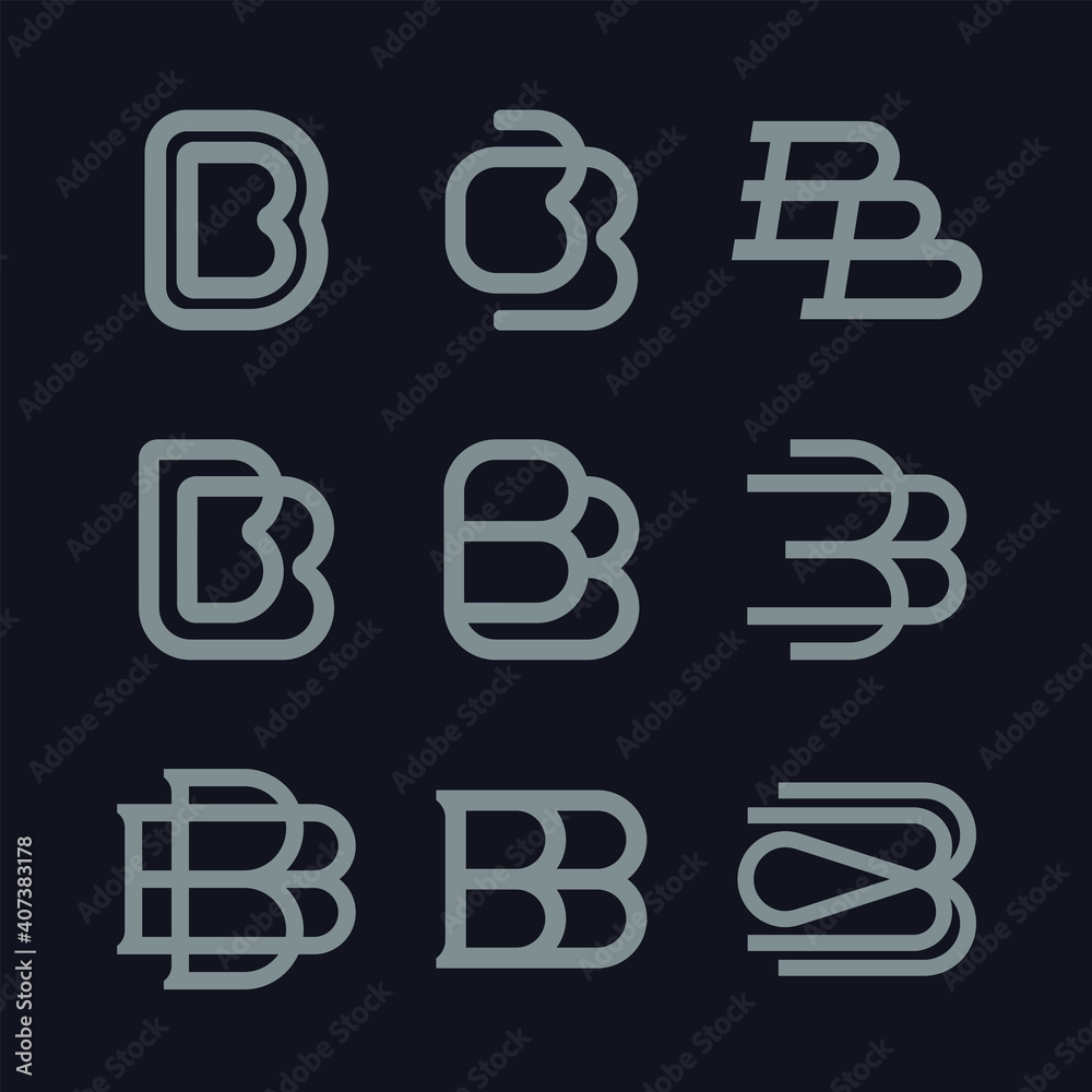 Obraz premium Modern professional monogram set BB in red theme