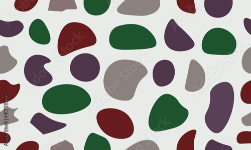 Terrazzo seamless patterns with colorful rock fragments. Set of backdrops with stone pieces or sprinkles. Bundle of rock textures. Vector illustration for wrapping paper, textile print.	
