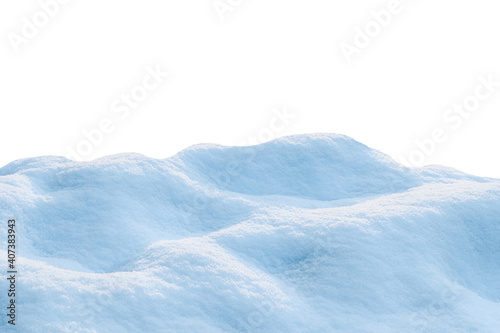 Heap of fluffy snow isolated on white © New Africa