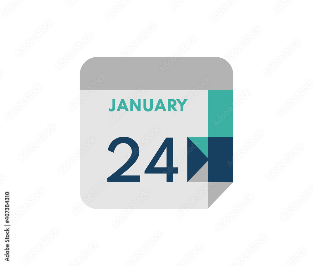 January 24 flat daily calendar date, 24 January Single Day Calendar Icon January 24 flat daily calendar date, 24 January Single Day Calendar Icon