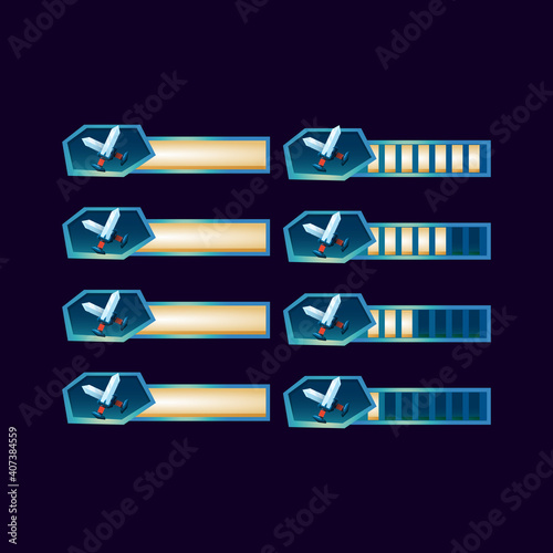 set of gui fantasy glossy blade sword progress bar for game ui asset elements vector illustration