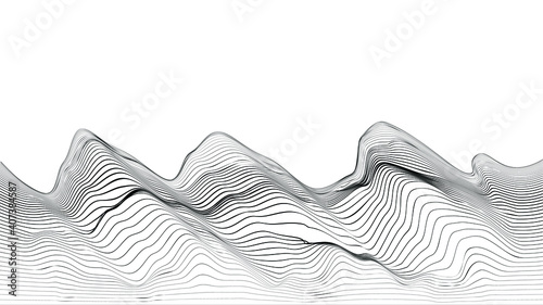 Abstract flow lines background . Fluid wavy shape .Striped linear pattern . Music sound wave . Vector illustration