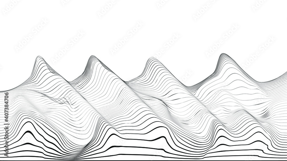 Fototapeta Abstract flow lines background . Fluid wavy shape .Striped linear pattern . Music sound wave . Vector illustration