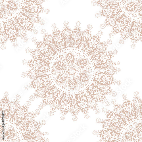 Fototapeta Naklejka Na Ścianę i Meble -  Traditional Seamless mandala pattern print Design Illustration, vector For Textile Branding 