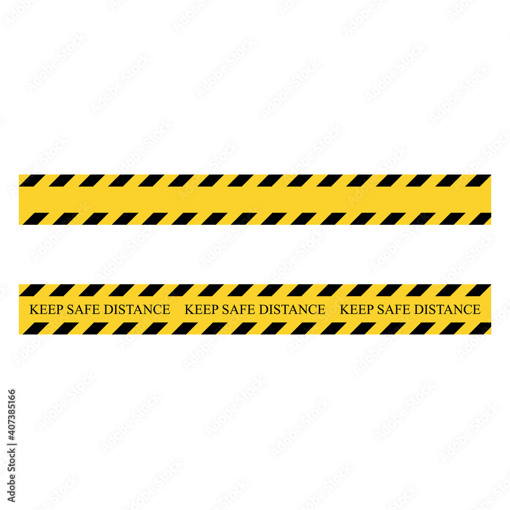 Keep safe distance stripe. Yellow and black set stripes. Barricade ...