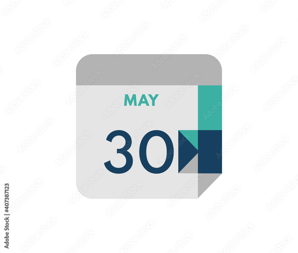 May 30 flat daily calendar date, 30 May Single Day Calendar Icon May 30 flat daily calendar date, 30 May Single Day Calendar Icon
