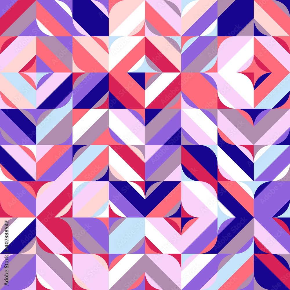Abstract geometric vector seamless pattern. Contemporary design with simple shapes . Colorful background with mosaic in retro or scandinavian style. Abstract geometric vector seamless pattern. Contemporary design with simple shapes . Colorful background with mosaic in retro or scandinavian style.